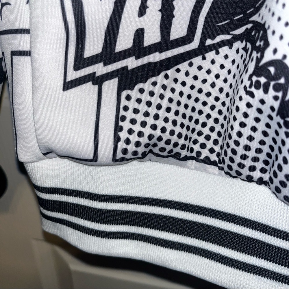 Black and White Bomber Jacket with Comic Print - Picture 5 of 5